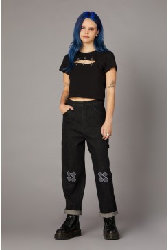 Embroidered Denim Pant
