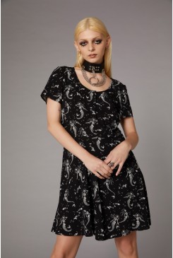 Skeleton Mermaid Print Dress